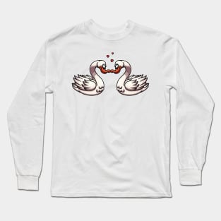 Cute Geese Couple Forming Heart Shape Long Sleeve T-Shirt